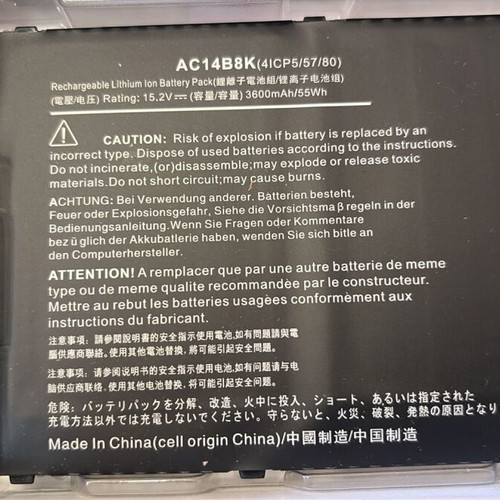 Acer Aspire 3/5/6/7 series new battery AC14B8K 55Wh 15.2V