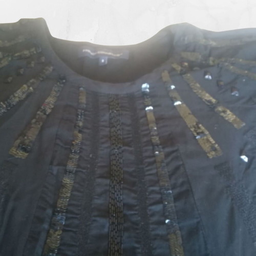 French Connection black short dress with rhinestones used, size Small UK8