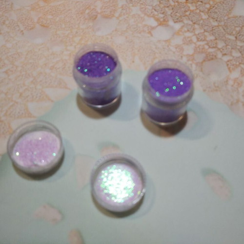 Σετ 2 Glitter σκόνη νυχιών καινούργιο, μωβ