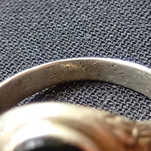Silver ring with onyx 835 used, size 19.2 mm