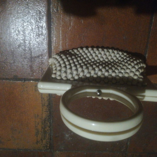 White beaded women's handbag 60s, made in Italy