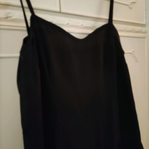 Satin black silk dress lingerie style like new, size L
