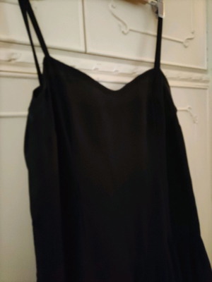 Satin black silk dress lingerie style like new, size L