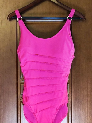 Calvin Klein one-piece swimsuit new, size 12, fuchsia with gold details