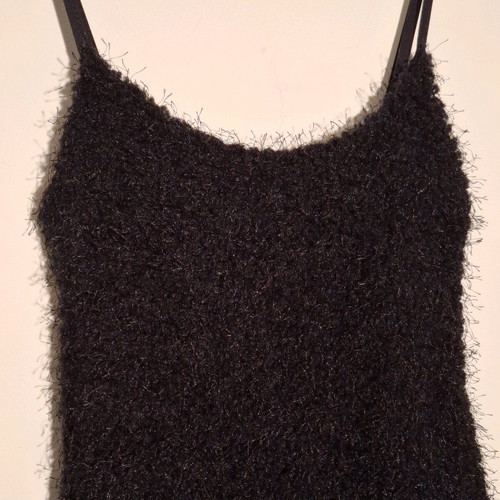 Black fuzzy dress like new with adjustable straps, size S