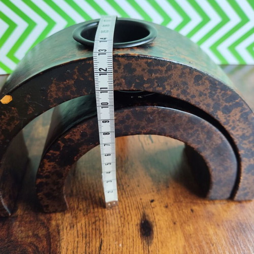 Wooden candle holder used for tealights, set of two bases