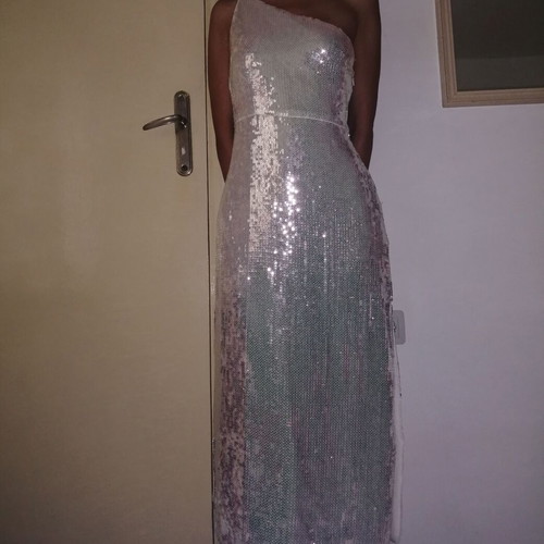 Pretty Lavish long sequin dress with one shoulder, size M (EU 40)