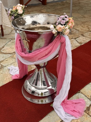White and pink gauze like new for decoration with artificial flowers