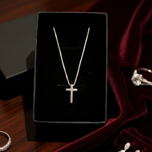 Minimal silver 925 cross necklace new