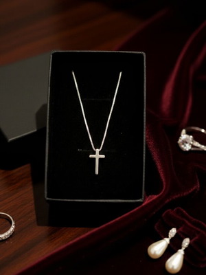 Minimal silver 925 cross necklace new