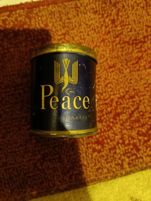 Vintage Peace Metal Cigarette Tin Used, Japanese