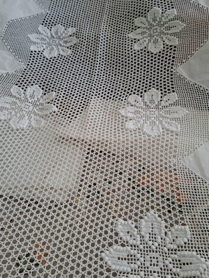 Tablecloth white mercerized cotton fabric 170x220 with cutwork and embroidery