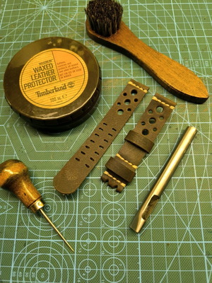 Handmade leather watch strap Racer style for vintage watches