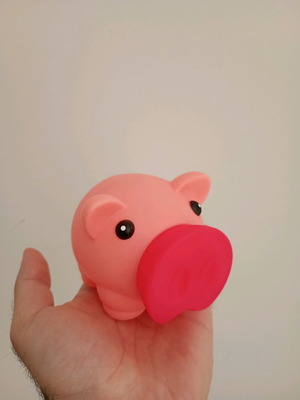 Piggy bank used, made of hard plastic