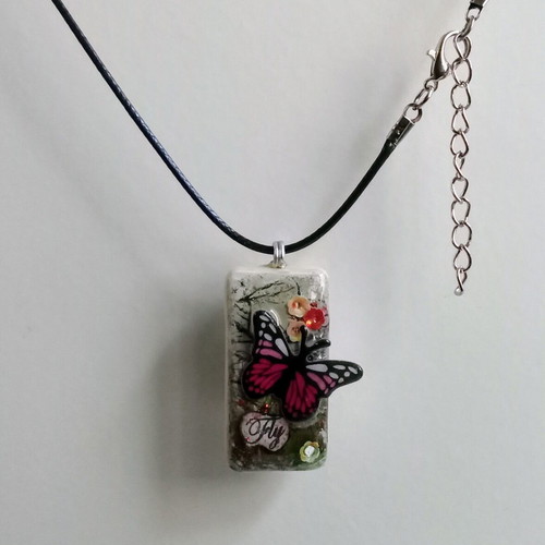 Handmade Fly necklace with colorful spring butterfly design new