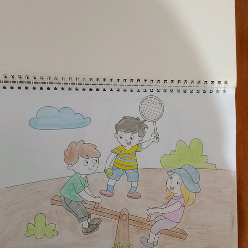 Painting pad pack used with 14 sheets, colored pencils and pencil case