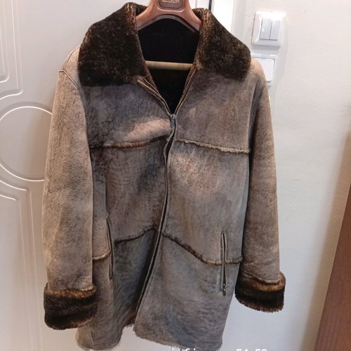Koc leather men's mouton coat brown new, size 52-54