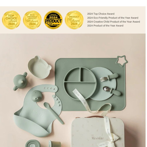Moonkie baby feeding set new, silicone food items gift set