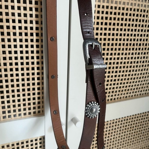 Zara thin brown belt with silver details like new 90cm