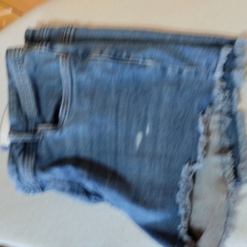 Denim shorts used, size 38, blue with frayed hem