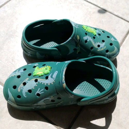 Summer shoes for boys used, dinosaur style, green sandals
