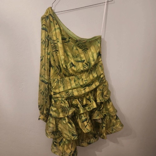 Azara Tropical One-Shoulder Dress like new, colorful, size S/M