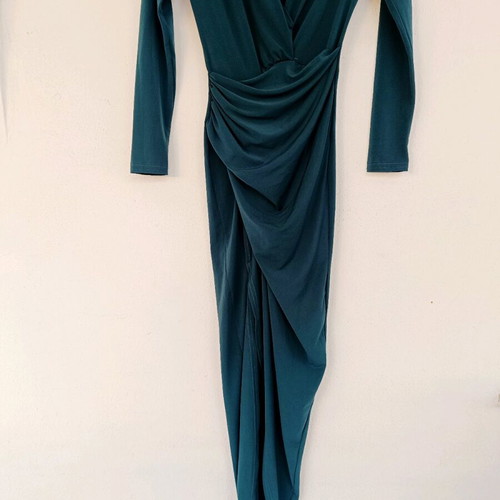 Drape dress cypress with slit like new, size S Asos