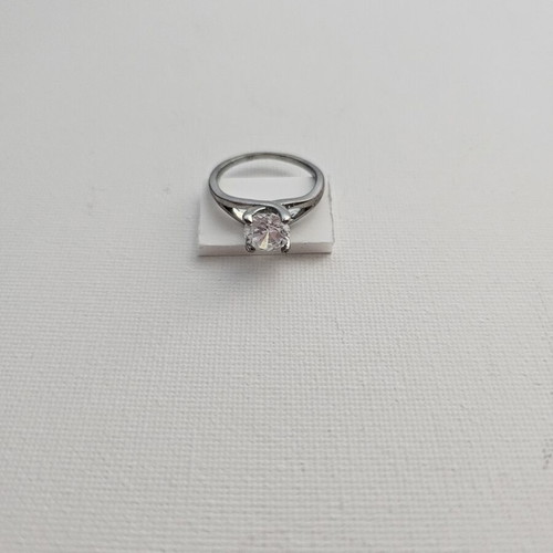 Ring Apefthon silver with clear solitaire crystal like new