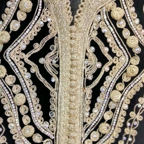 Baroque velvet dress with gold embroidery, maxi formalwear