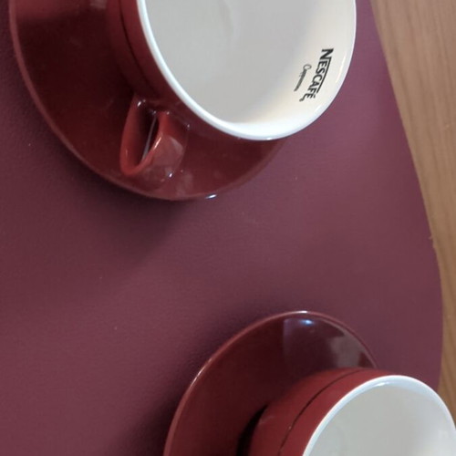 Cappuccino ceramic cups set of two, burgundy, Nescafé edition, new