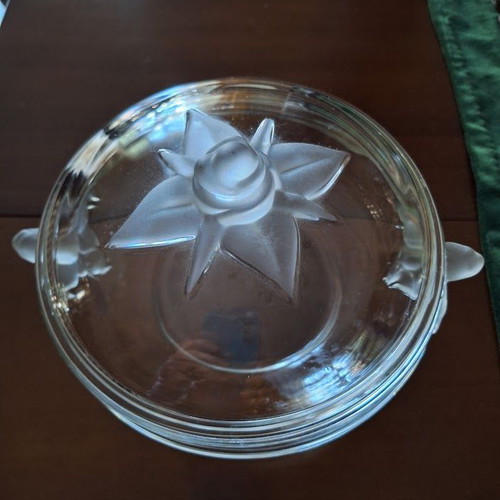 Crystal chocolate fondue pot like new, clear and frosted glass