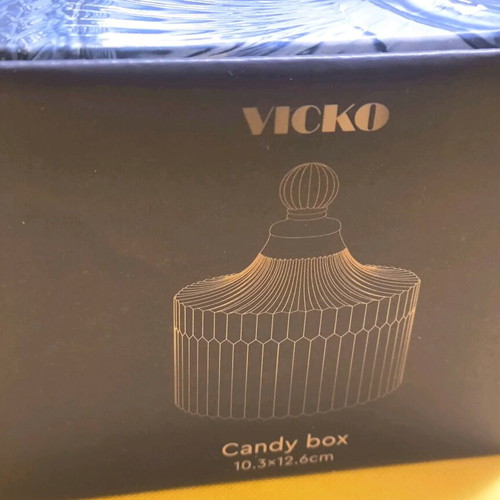 VICKO glass candy box new in box