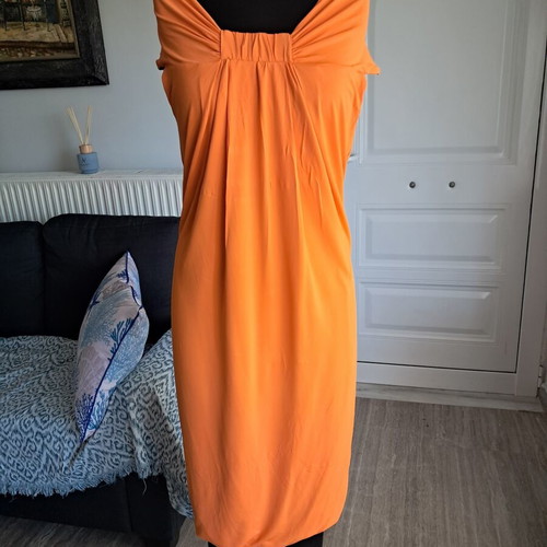 Max Mara dress vintage used, vibrant orange, viscose and elastane