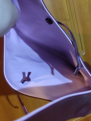 Shoulder bag new purple with pink interior, leatherette
