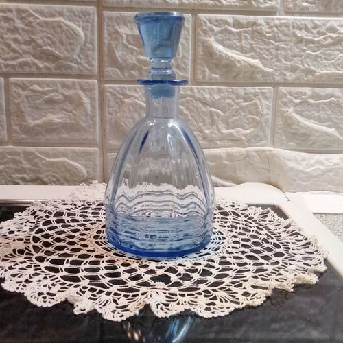Vintage blue glass liqueur decanter