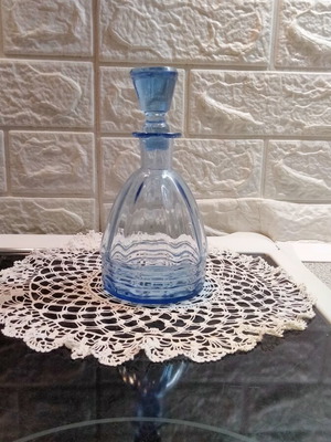 Vintage blue glass liqueur decanter