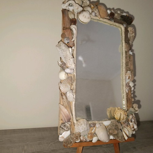 Mirror made of shells like new, handmade decorative