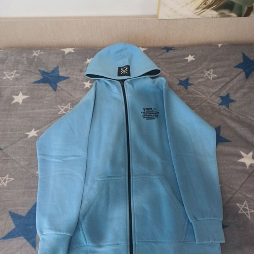 Vinyl cardigans white and blue S like new, 2 pieces with fleece