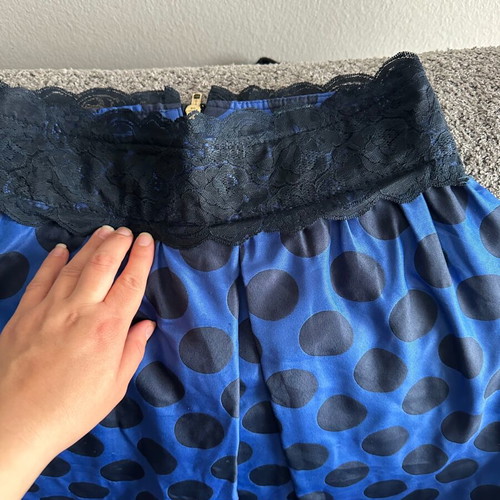 Lune skirt and top set blue electric with black polka dots