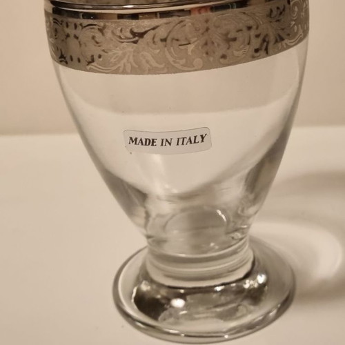 Set of 6 new Italian water glasses with rim design