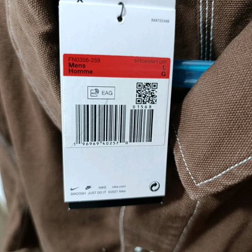 Nike Life Men’s Chore Coat casual jacket new, size Large, brown