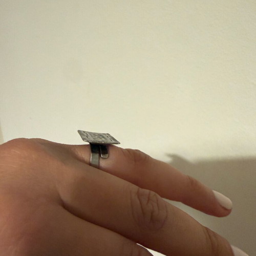 Handmade rectangular ring from oxidized 925 silver like new