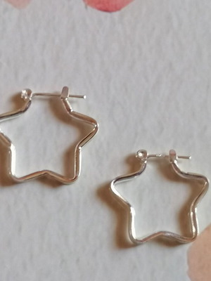925 Silver Star Hoop Earrings with Yellow Enamel New