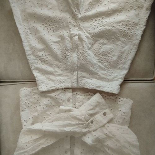 ZARA broderie anglaise set, crop top and shorts, white