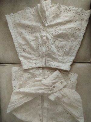 ZARA broderie anglaise set, crop top and shorts, white