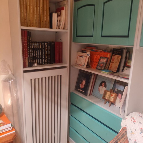 Large bookshelf composition with double sofa bed, like new
