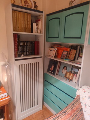 Large bookshelf composition with double sofa bed, like new