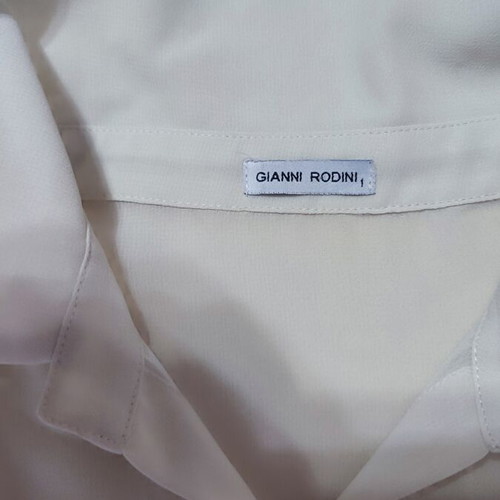Gianni Rodini white semi-sheer shirt with bell sleeves, size S