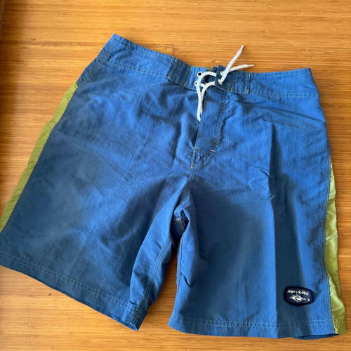 Rip Curl boardshort used, blue with green detail, size M