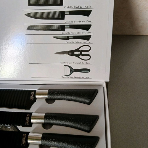 6-Piece Knife Set new with Non-Stick Coating and Ergonomic Handle